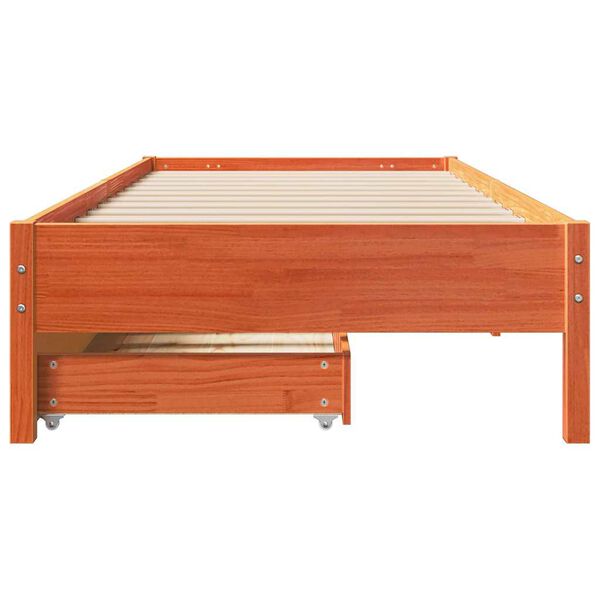 vidaXL Bed Frame without Mattress Wax Brown 90x200 cm Solid Wood Pine