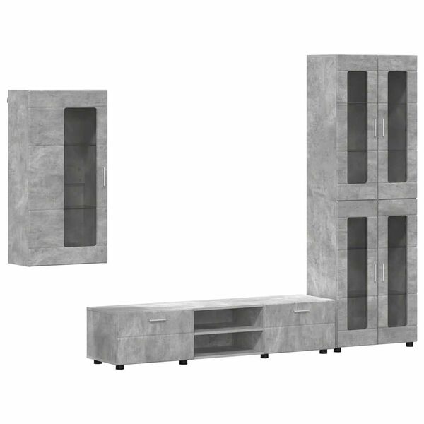 vidaXL TV Cabinet Set with Drawer FLORIN Concrete Grey Engineered Wood