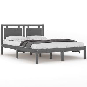 vidaXL Bed Frame without Mattress Grey 200x200 cm Solid Wood