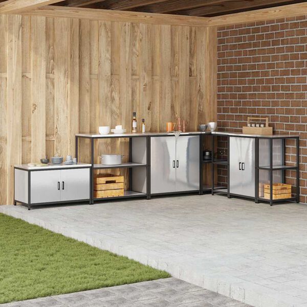 vidaXL Kitchen Storage with Shelf Silver 90 x 50 x 92 cm Steel