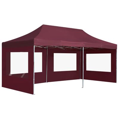 vidaXL Professional Folding Party Tent with Walls Aluminium 6x3 m Wine Red
