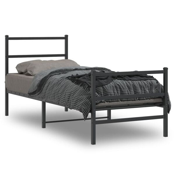 vidaXL Metal Bed Frame without Mattress with Footboard&nbsp;Black 80x200cm