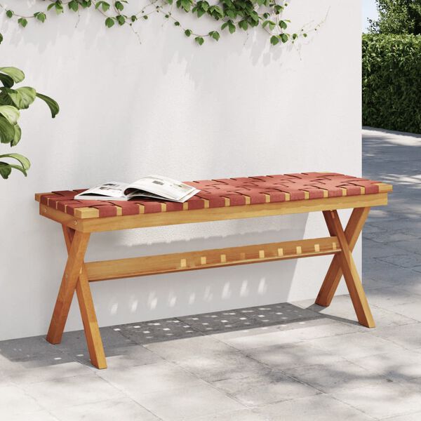 vidaXL Garden Bench Red Solid Wood Acacia and Fabric