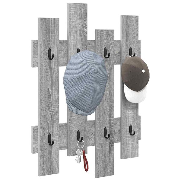 vidaXL Wall-Mounted Coat Rack Wall-mounted Grey Sonoma 60 x 3 x 82 cm