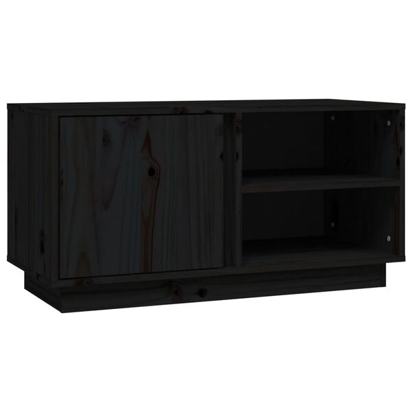 vidaXL TV Cabinet Black 80x35x40.5 cm Solid Wood Pine