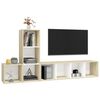 vidaXL 3 Piece TV Cabinet Set White and Sonoma Oak Engineered Wood