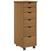 vidaXL Rolling Cabinet Honey Brown 34 x 39 x 93.5 cm Solid Pine Wood