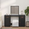 vidaXL Dressing Table Set with a Mirror Black Solid Wood Pine