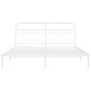 vidaXL Metal Bed Frame without Mattress with Headboard White 183x203cm