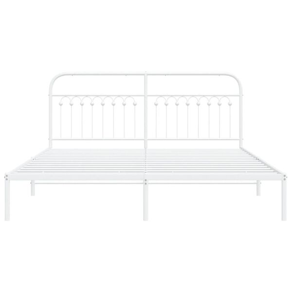 vidaXL Metal Bed Frame without Mattress with Headboard White 183x203cm