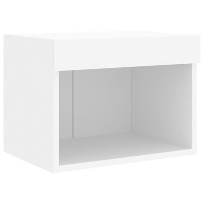 vidaXL Bedside Cabinet with LED Lights Wall-mounted White