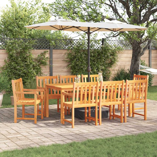 vidaXL Garden Dining Set 9 pcs Brown Solid Acacia Wood