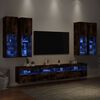 vidaXL 7 Piece TV Wall Cabinet Set with LED Lights Smoked Oak