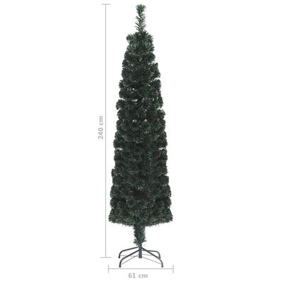 vidaXL Artificial Slim Christmas Tree with Stand 240 cm Fibre Optic