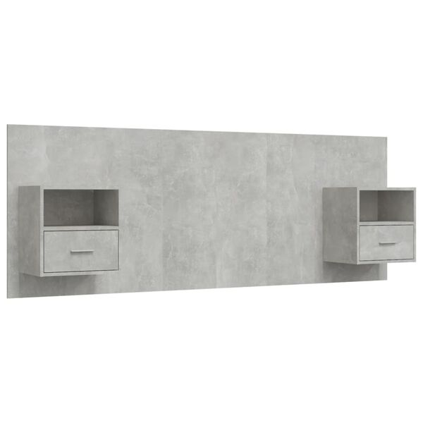 vidaXL Bed Headboard with Cabinets Concrete Grey Engineered Wood