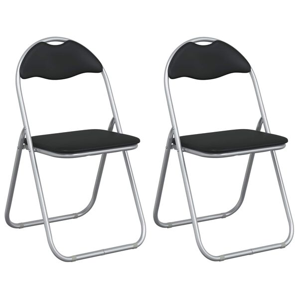 vidaXL Folding Chair 2 pcs Black and Grey 48 x 43.5 x 81 cm