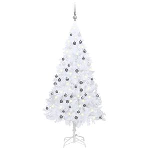 vidaXL Artificial Pre-lit Christmas Tree with Ball Set White 120 cm PVC