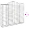 vidaXL Arched Gabion Baskets 12 pcs 200x30x160/180 cm Galvanised Iron