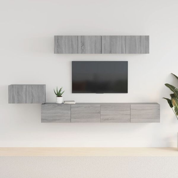 vidaXL 5 Piece TV Cabinet Set Grey Sonoma Engineered Wood