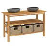 vidaXL Bathroom Vanity Cabinet with River Stone Sinks Solid Wood Teak