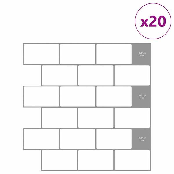 vidaXL Subway Tile 20 pcs White Grey 30.5 x 30.5 cm
