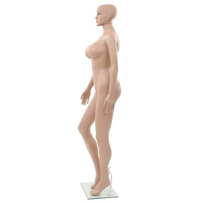 vidaXL Female Mannequin with Glass Base Beige 180 cm