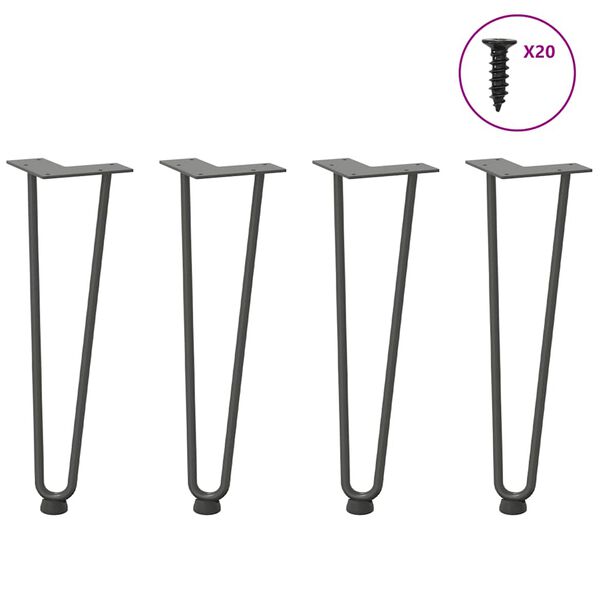 vidaXL Hairpin Legs for Coffee Table 4 pcs Anthracite 42 cm Solid Steel