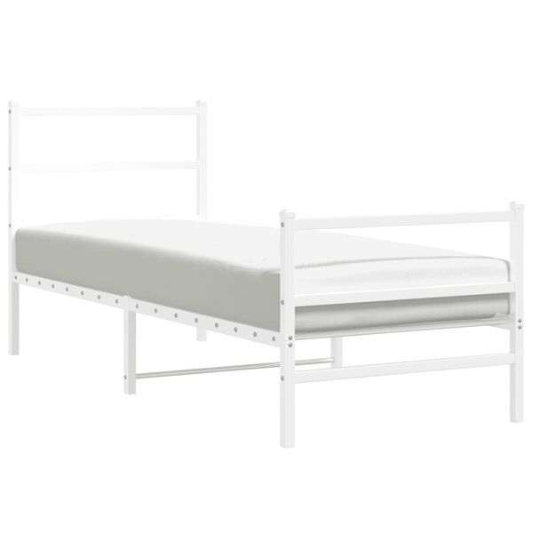 vidaXL Metal Bed Frame without Mattress with Footboard&nbsp;White 80x200cm
