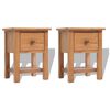 vidaXL Nightstands 2 pcs 36x30x47 cm Solid Oak Wood