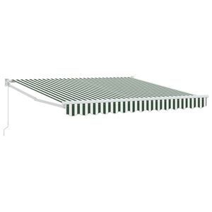 vidaXL Awning Retractable Green and White 300 x 250 x 165 cm Polyester