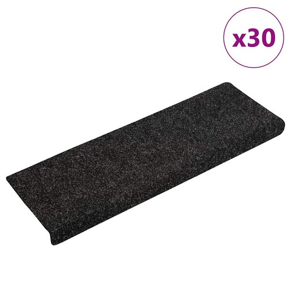 vidaXL Stair Mats Self-adhesive 30 pcs 65x21x4 cm Black Rectangular Edge