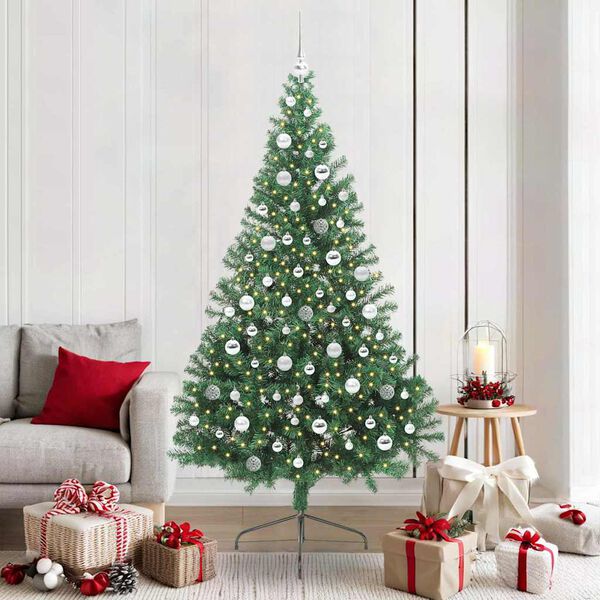 vidaXL Artificial Pre-lit Christmas Tree Green 210 cm PVC