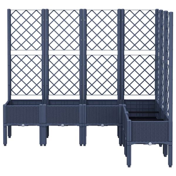 vidaXL Garden Planter with Trellis Blue Grey 160x120x142 cm PP