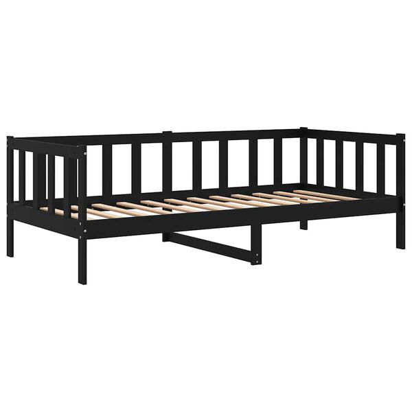 vidaXL Day Bed without Mattress Black Solid Wood Pine 90x200cm