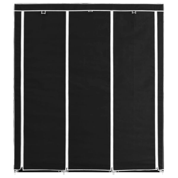 vidaXL Wardrobe with Compartments and Rods Black 150x45x175 cm Fabric