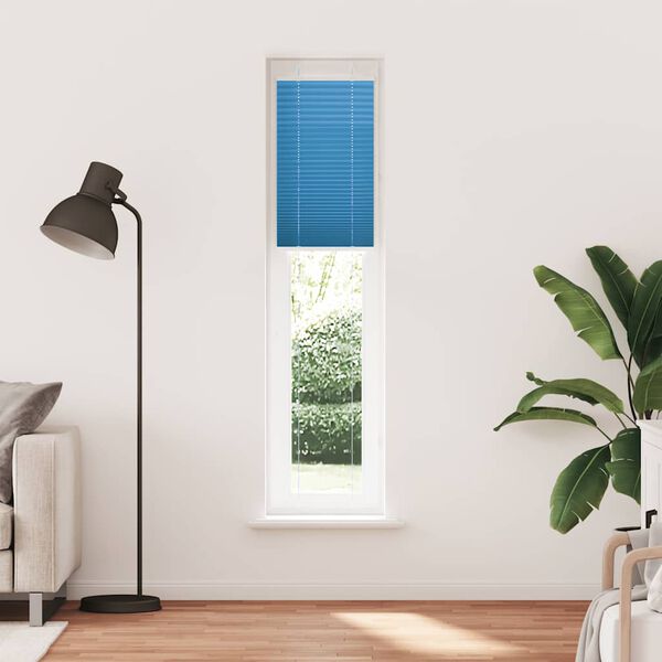 vidaXL Pleated Blind Blue 50x200 cm Fabric Width 49.4 cm Polyester