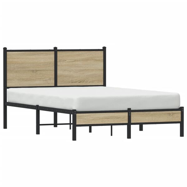 vidaXL Metal Bed Frame without Mattress Sonoma Oak 120x200 cm