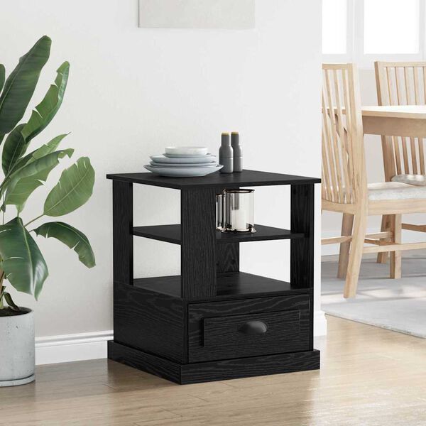 vidaXL Bedside Cabinet Black Oak 50 x 50 x 60 cm Engineered Wood