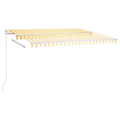 vidaXL Automatic Retractable Awning with Posts 4x3 m Yellow&White