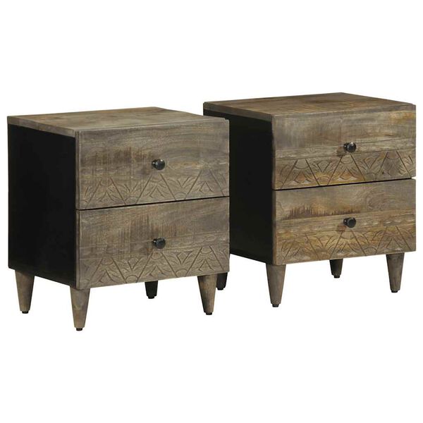 vidaXL Bedside Cabinets 2 pcs Light Grey 40x33x46 cm Solid Wood Mango