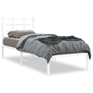 vidaXL Metal Bed Frame without Mattress with Headboard White 75x190cm