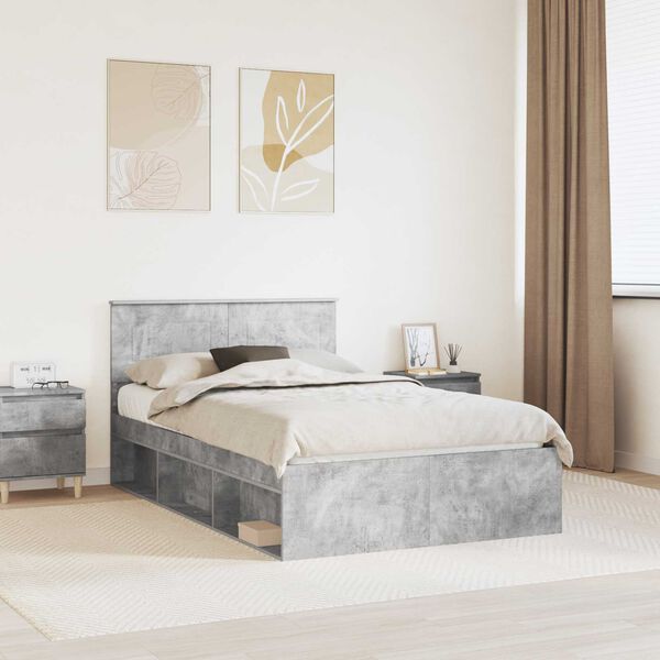vidaXL Bed Frame Concerte Grey 135 x 190 cm Engineered wood
