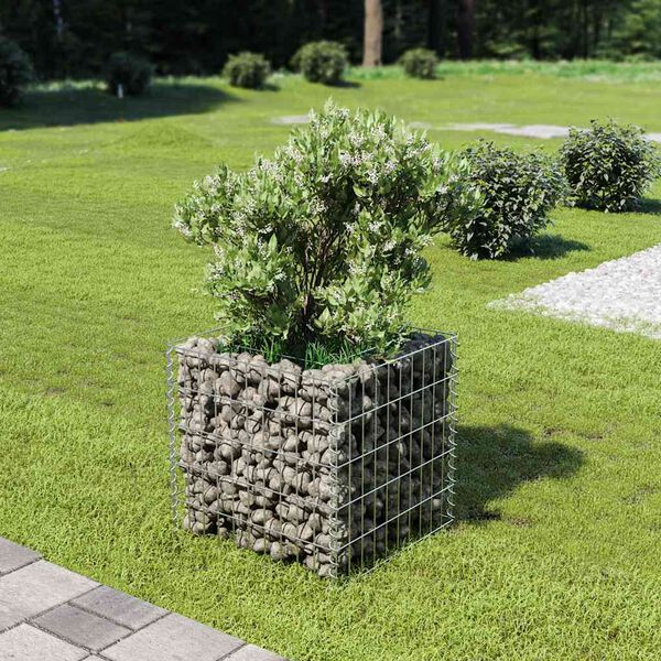 vidaXL Gabion Raised Bed Galvanised Steel 50x50x50 cm