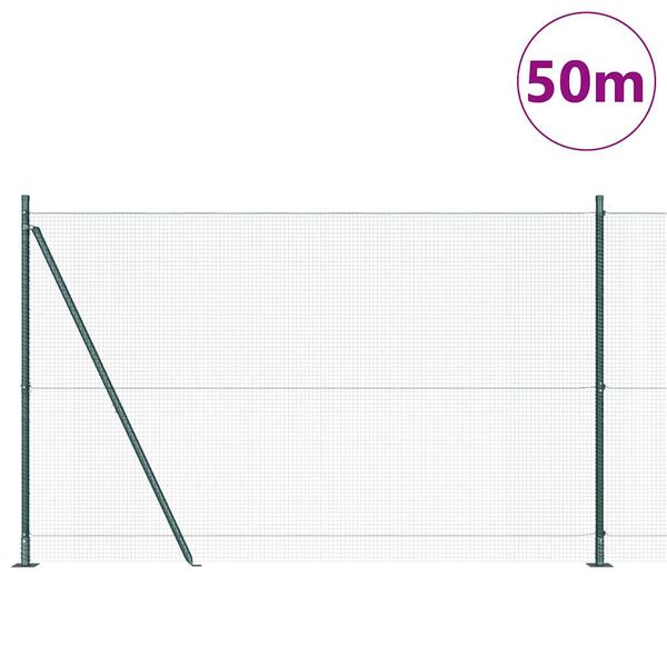 vidaXL Fence Post Green 50 x 1.4 m (16 x 16 mm mesh) Steel and PVC