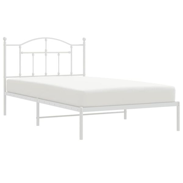 vidaXL Metal Bed Frame without Mattress with Headboard White 107x203cm