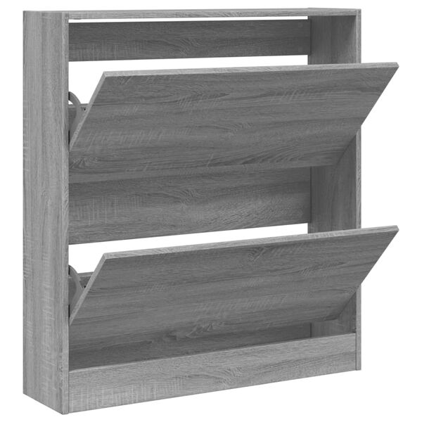 vidaXL Shoe Cabinet Grey Sonoma 80x21x87.5 cm Engineered Wood