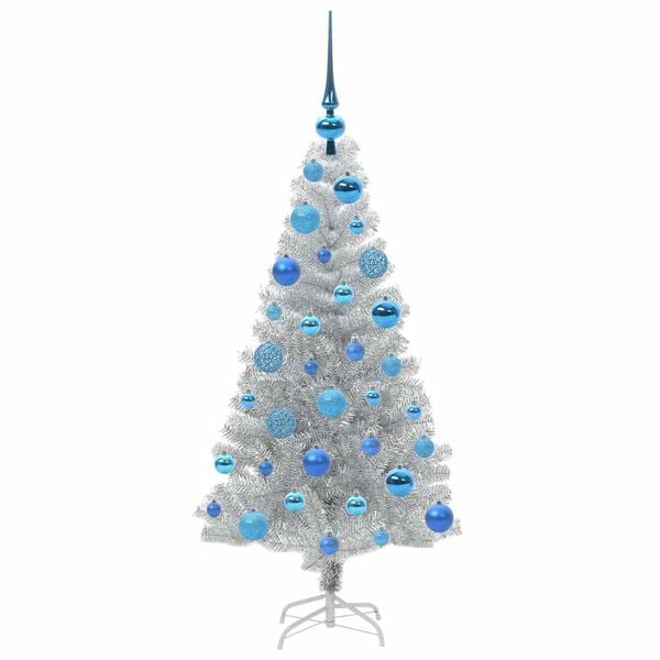 vidaXL Christmas Tree with 150 LEDs with Stand Silver 120 cm PET