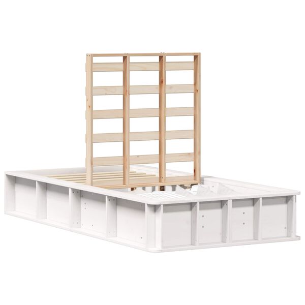 vidaXL Bed Frame White 100 x 200 cm Solid Pine Wood