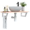 vidaXL Basin Shelf Wall Mounted Steel and Solid Wood Oak