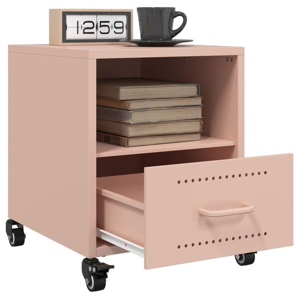 vidaXL Bedside Cabinet Pink 36x39x43.5 cm Steel